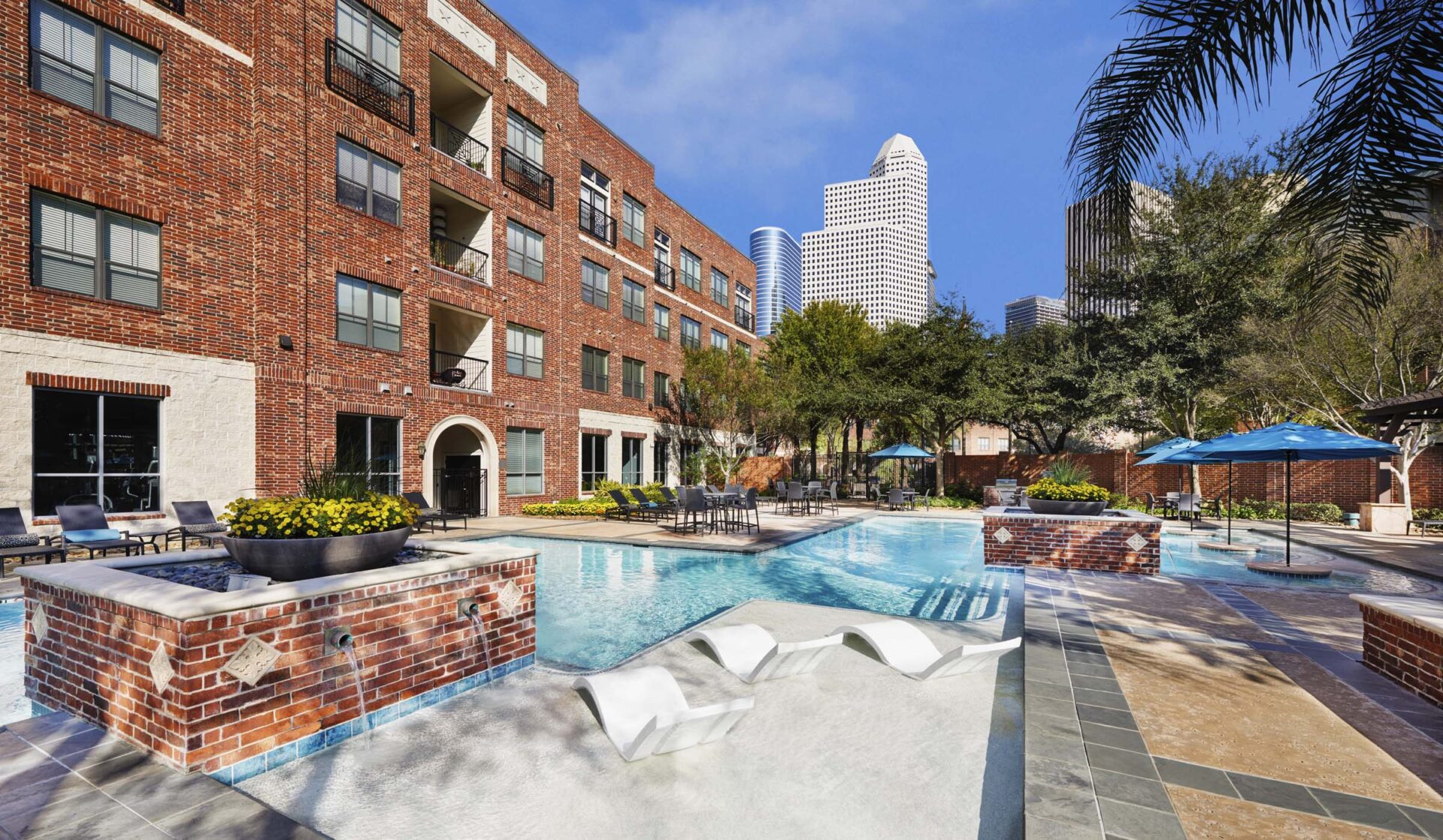 Pool maintenance at Camden City Centre pool by Olympia Pools and Spas in Houston TX